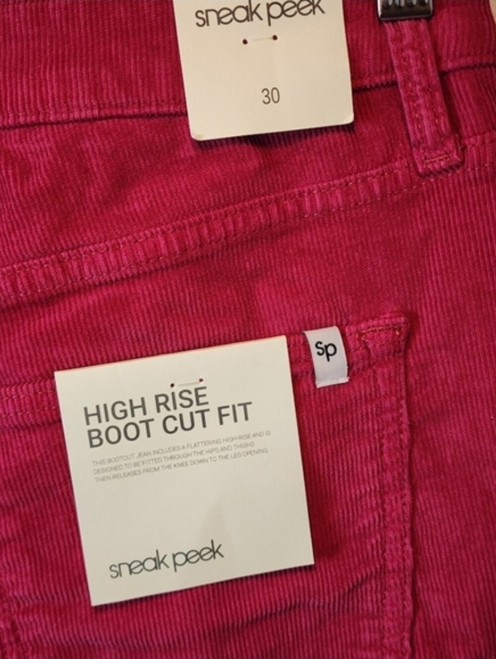 Sneak Peek Corduroy High Rise Pants in Deep Berry - Picture 6 of 8